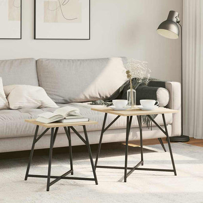 Beistelltisch-Set 2 pcs Sonoma-Eiche und Schwarz