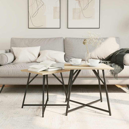 Beistelltisch-Set 2 pcs Sonoma-Eiche und Schwarz