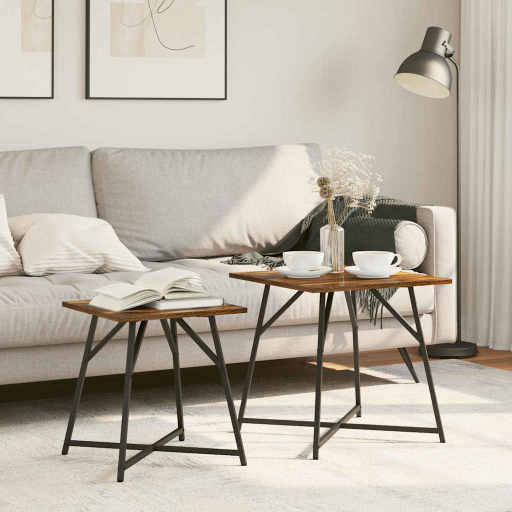 Beistelltisch-Set 2 pcs Rauchesche und Schwarz 50 x 50 x 50 cm