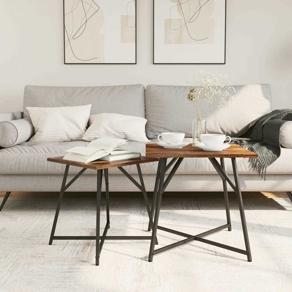 Beistelltisch-Set 2 pcs Rauchesche und Schwarz 50 x 50 x 50 cm