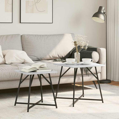 Beistelltisch-Set 2 pcs Grau Sonoma und Schwarz 50 x 50 x 50 cm