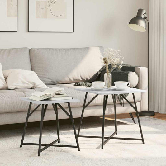 Beistelltisch-Set 2 pcs Grau Sonoma und Schwarz 50 x 50 x 50 cm