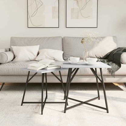 Beistelltisch-Set 2 pcs Grau Sonoma und Schwarz 50 x 50 x 50 cm