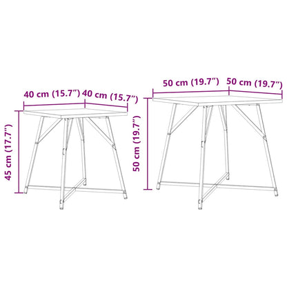 Beistelltisch-Set 2 pcs Grau Sonoma und Schwarz 50 x 50 x 50 cm