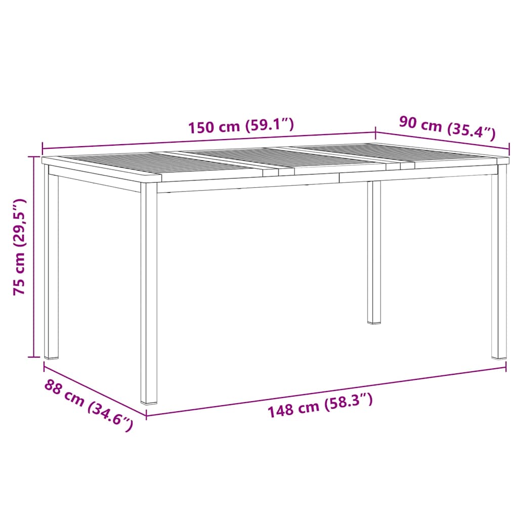 Esstischfürdraußen Braun 200x90x75cm Massives Teakholz