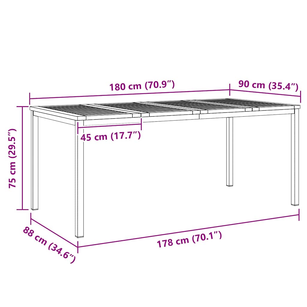Esstischfürdraußen Braun 200x90x75cm Massives Teakholz