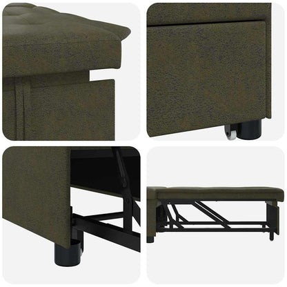 Schlafsofa Armeegrün 67 x 194 x 38 cm Faux Wildleder