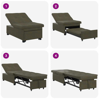 Schlafsofa Armeegrün 67 x 194 x 38 cm Faux Wildleder