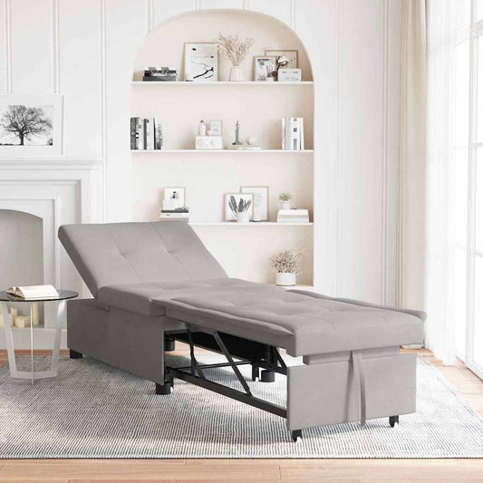 Schlafsofa mit Kissen Hellgrau 67 x 194 x 82 cm Mikrofaserstoff