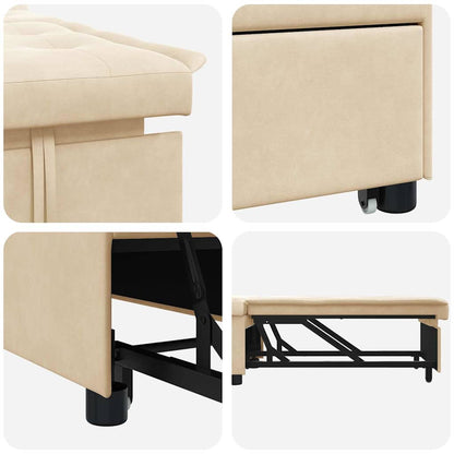 Schlafsofa mit Kissen Creme 67 x 194 x 82 cm Mikrofaserstoff