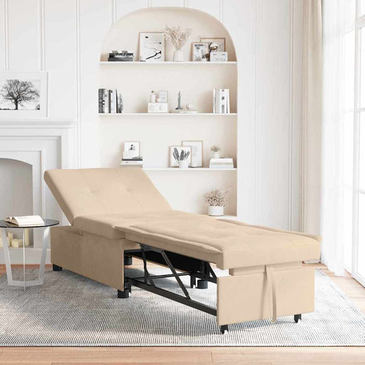 Schlafsofa mit Kissen Creme 67 x 194 x 82 cm Mikrofaserstoff