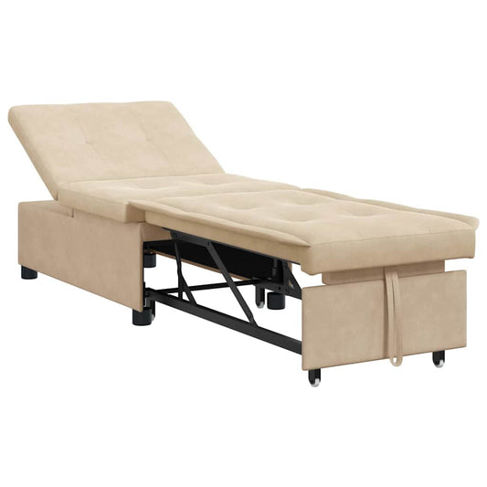 Schlafsofa mit Kissen Creme 67 x 194 x 82 cm Mikrofaserstoff