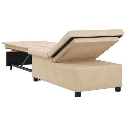 Schlafsofa mit Kissen Creme 67 x 194 x 82 cm Mikrofaserstoff