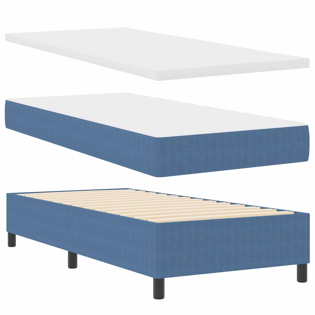 Boxspringbett Blau und Weiß 203 x 80 x 60 cm Cordstoff