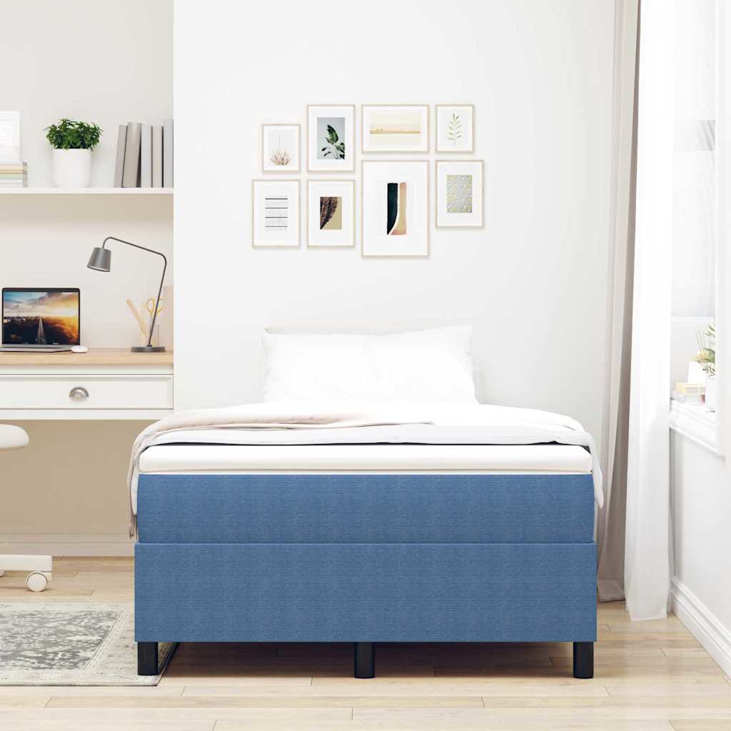 Boxspringbett Blau und Weiß 203 x 120 x 60 cm Cordstoff