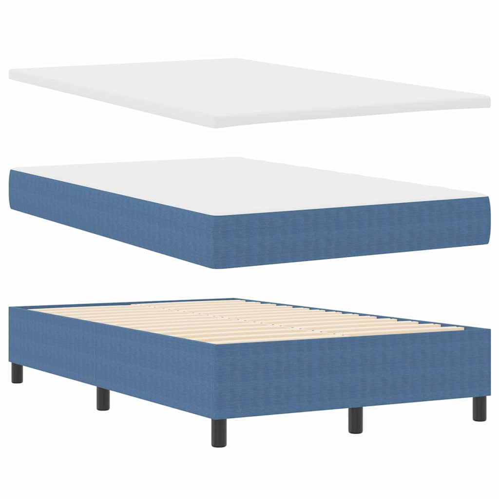 Boxspringbett Blau und Weiß 203 x 120 x 60 cm Cordstoff