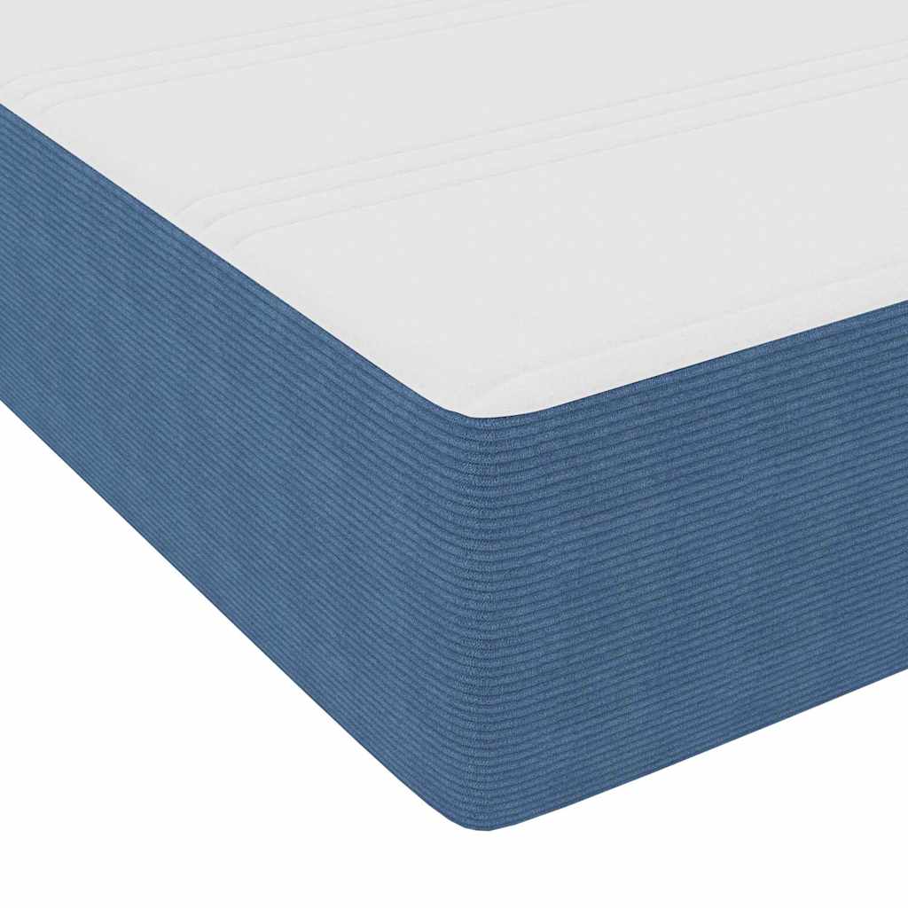 Boxspringbett Blau und Weiß 203 x 140 x 60 cm Cordstoff