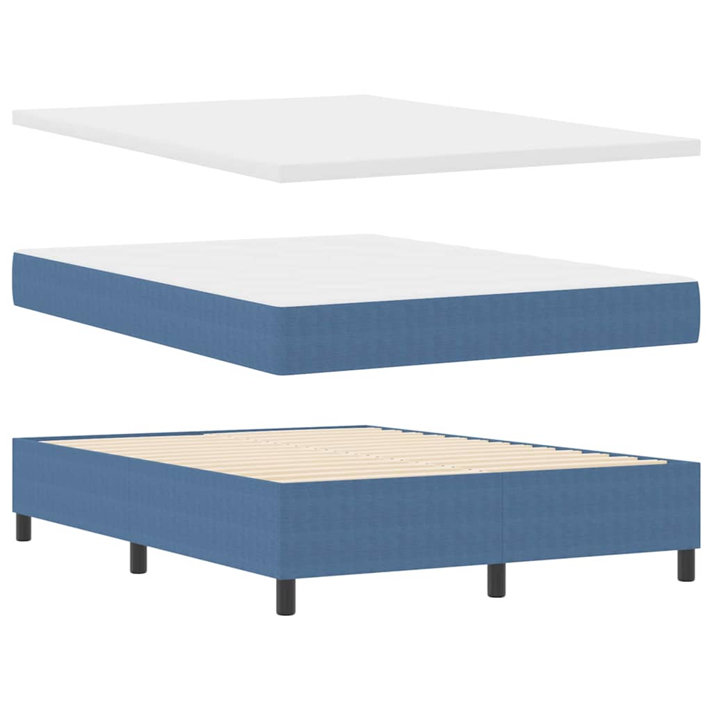 Boxspringbett Blau und Weiß 203 x 140 x 60 cm Cordstoff