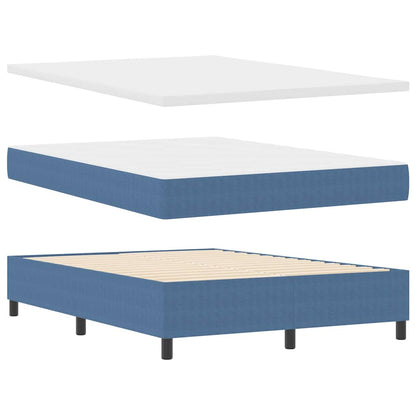 Boxspringbett Blau und Weiß 203 x 140 x 60 cm Cordstoff