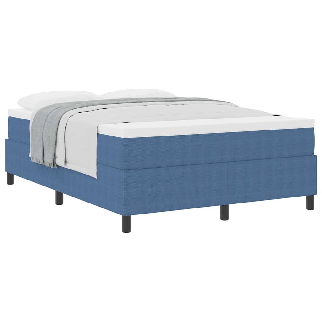 Boxspringbett Blau und Weiß 203 x 140 x 60 cm Cordstoff