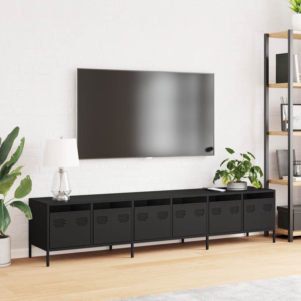 TV-Schrank Schwarz 202x39x43,5 cm Kaltgewalzter Stahl