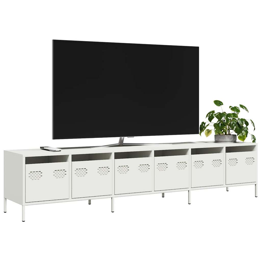 TV-Schrank Weiß 202x39x43,5 cm Kaltgewalzter Stahl