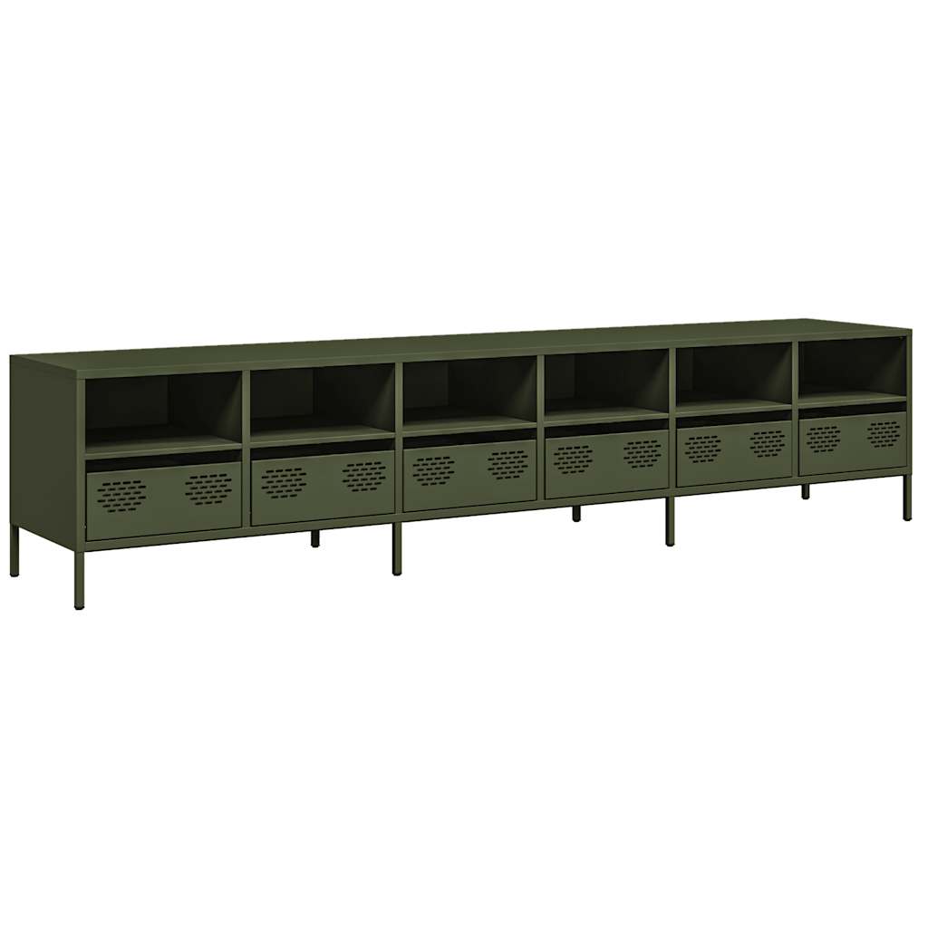 TV-Schrank Olivgrün 202x39x43,5 cm Kaltgewalzter Stahl