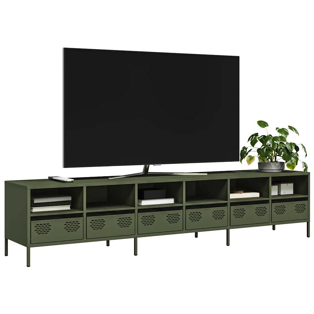 TV-Schrank Olivgrün 202x39x43,5 cm Kaltgewalzter Stahl
