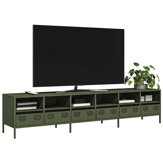 TV-Schrank Olivgrün 202x39x43,5 cm Kaltgewalzter Stahl