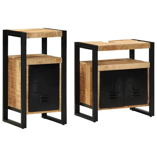 Badezimmermöbel Set 2 pcs Braun Massives, grobes Mangoholz