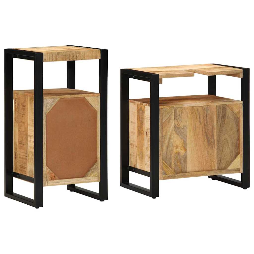 Badezimmermöbel Set 2 pcs Braun Massives, grobes Mangoholz