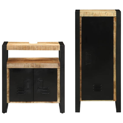 Badezimmermöbel-Set mit Regal 2 pcs Braun Massivholz Mango