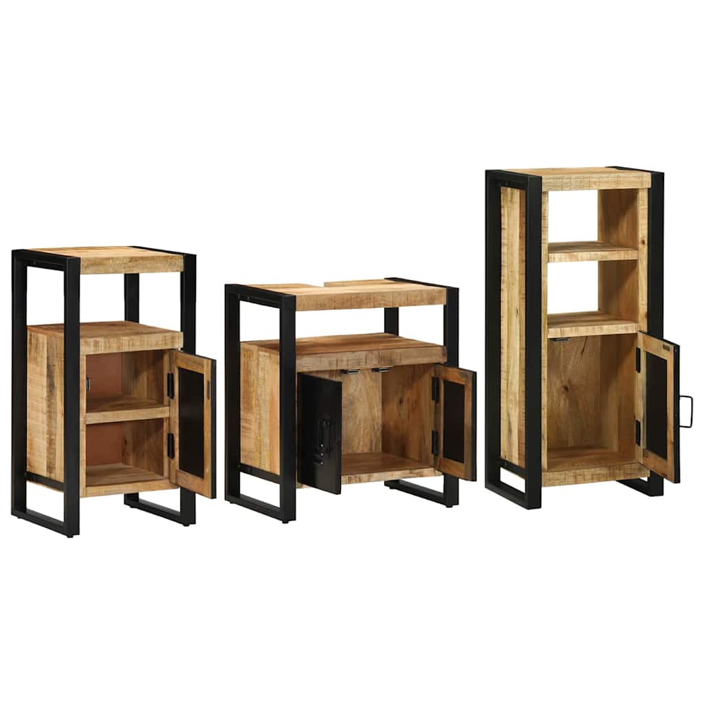 Badezimmermöbel-Set 3 pcs Braun Massives upgecyceltes Holz