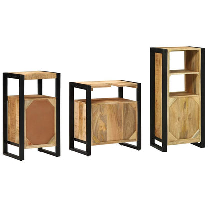 Badezimmermöbel-Set 3 pcs Braun Massives upgecyceltes Holz
