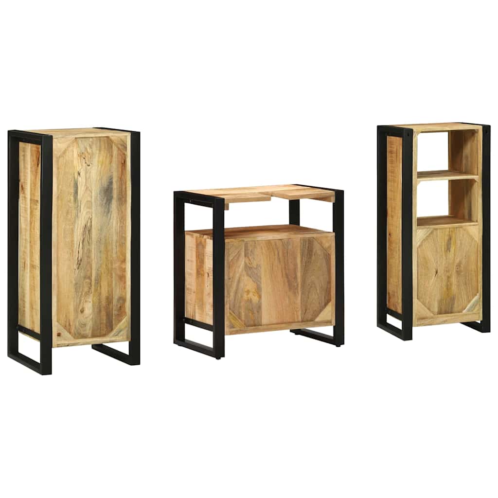 Badezimmermöbel-Set 3 pcs Braun Massives upgecyceltes Holz