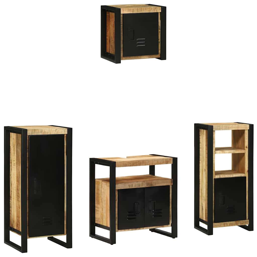 Badezimmermöbel-Set mit Regal 4 pcs Braun Massivholz Mango
