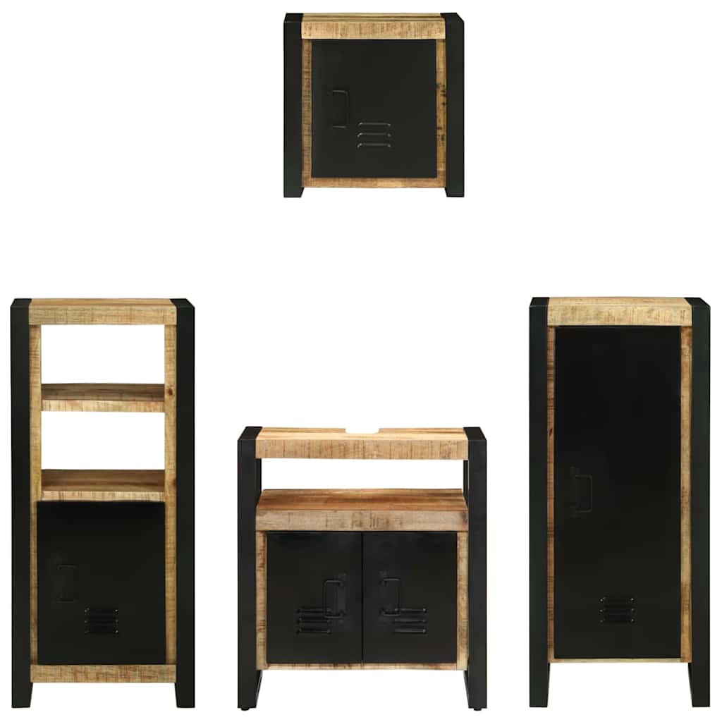 Badezimmermöbel-Set mit Regal 4 pcs Braun Massivholz Mango