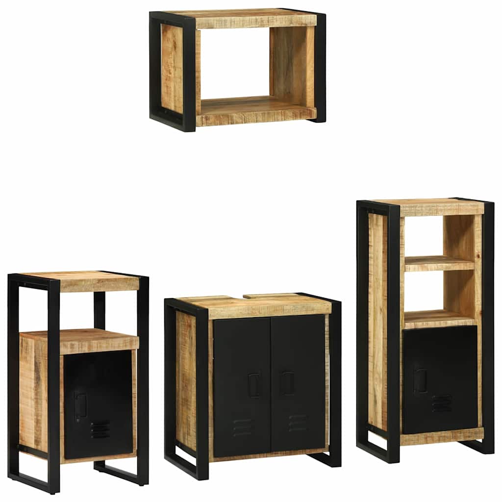 Badezimmermöbel-Set 4 pcs Braun Massives upgecyceltes Holz