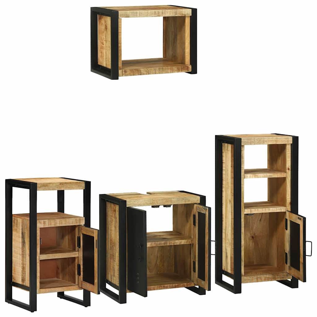 Badezimmermöbel-Set 4 pcs Braun Massives upgecyceltes Holz