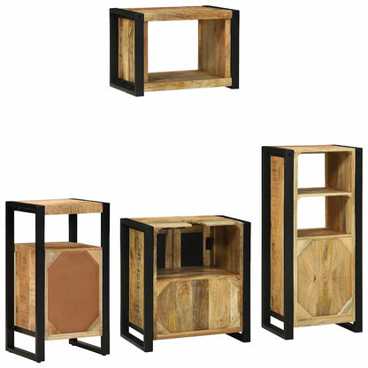 Badezimmermöbel-Set 4 pcs Braun Massives upgecyceltes Holz