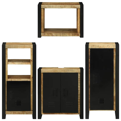 Badezimmermöbel Set Wandmontiert 4 pcs Braun Massivholz Mango