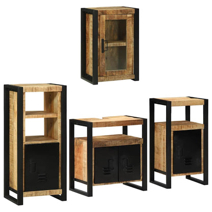 Badezimmermöbel Set Wandmontiert 4 pcs Braun Massivholz Mango