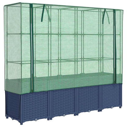Hochbeet mit Gewächshaus-Aufsatz Rattan-Optik 160x40x153 cm