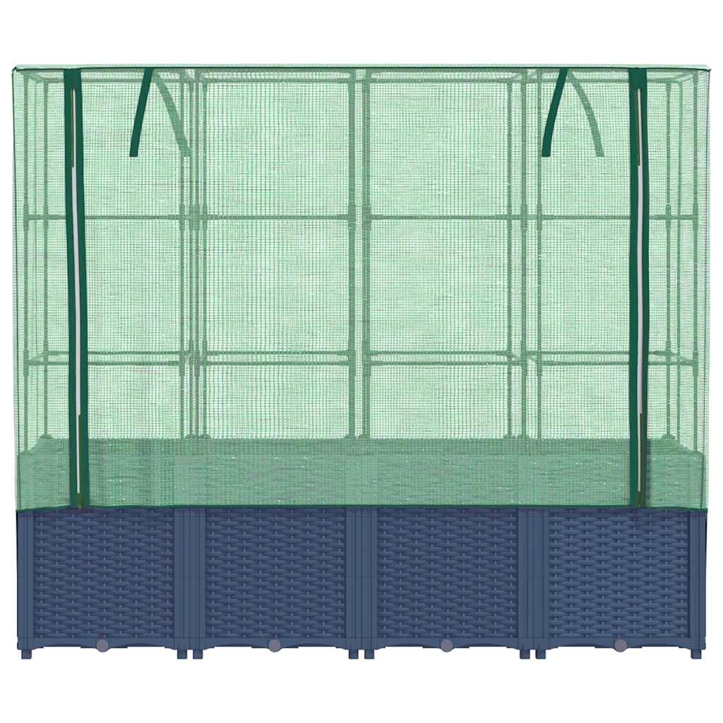 Hochbeet mit Gewächshaus-Aufsatz Rattan-Optik 160x40x153 cm