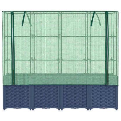 Hochbeet mit Gewächshaus-Aufsatz Rattan-Optik 160x40x153 cm