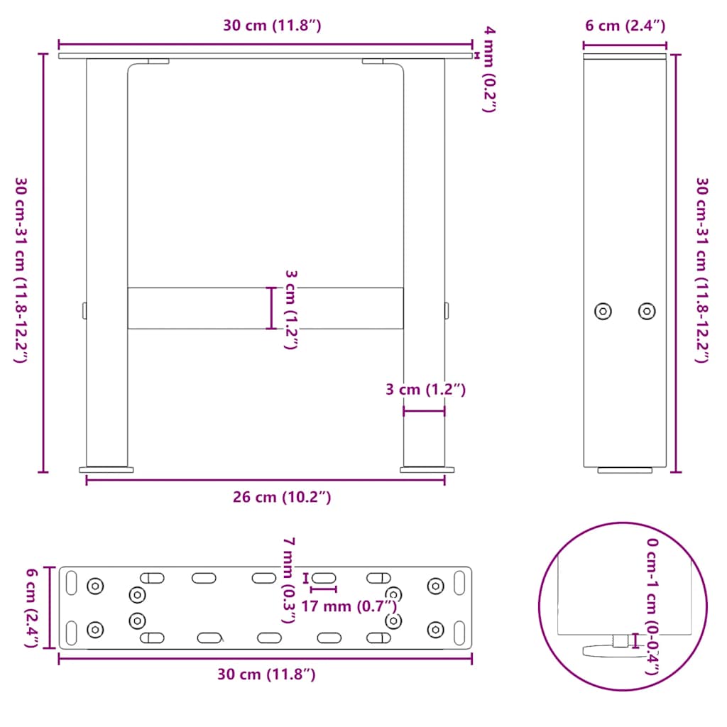 Couchtischbeine Anthrazit 2 Stk. 30×30 cm Stahl