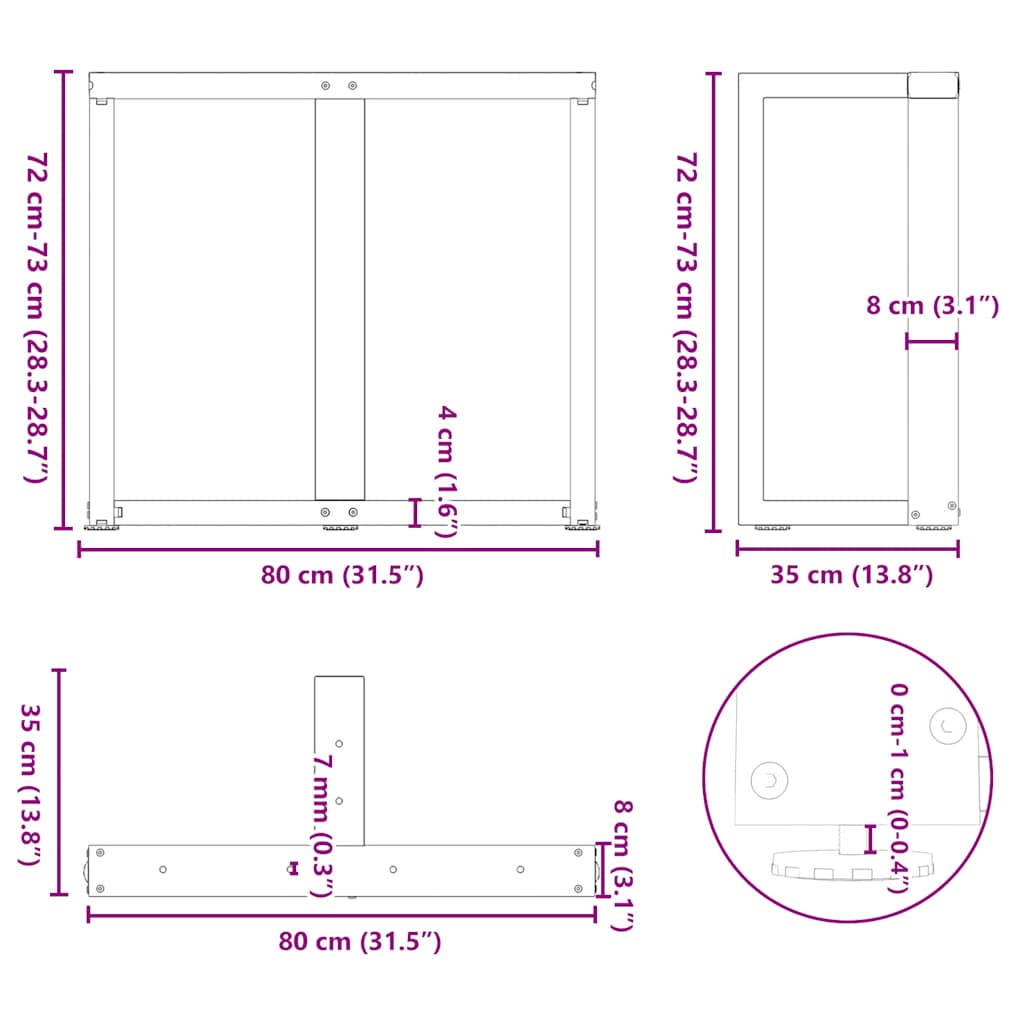 Esstischbeine T-Form 2 Stk. Schwarz 80x35x(72-73) cm Stahl