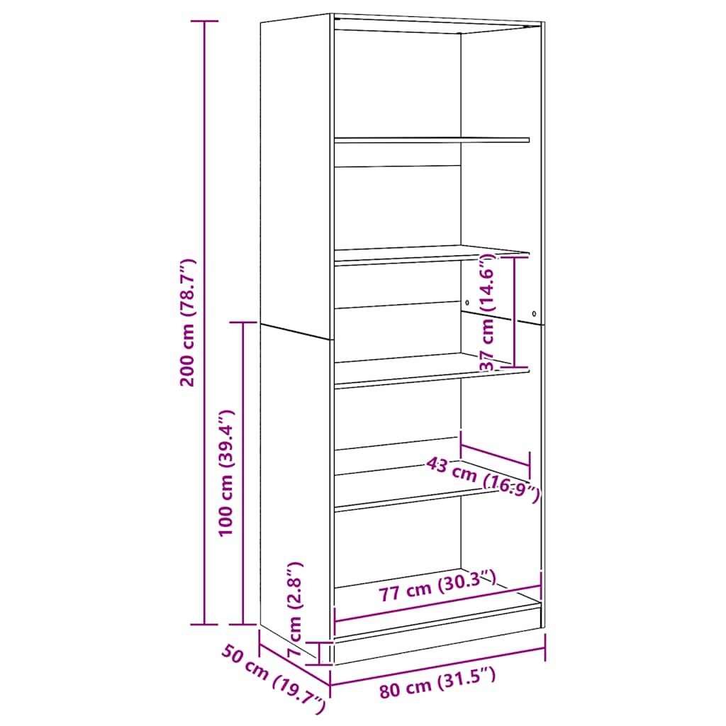 Kleiderschrank Artisan-Eiche 80x50x200 cm Holzwerkstoff