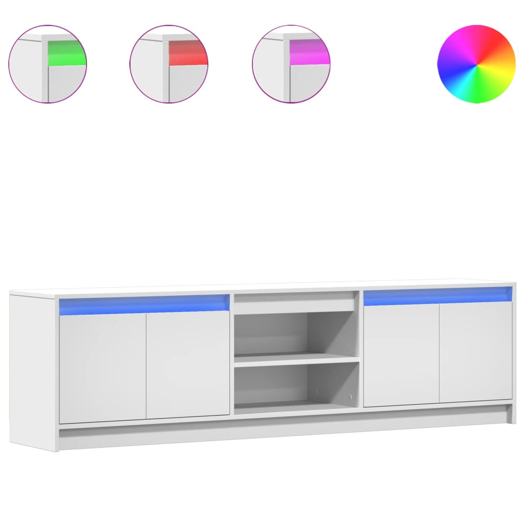 TV-Schrank mit LED-Beleuchtung Weiß 180x34x50 cm Holzwerkstoff