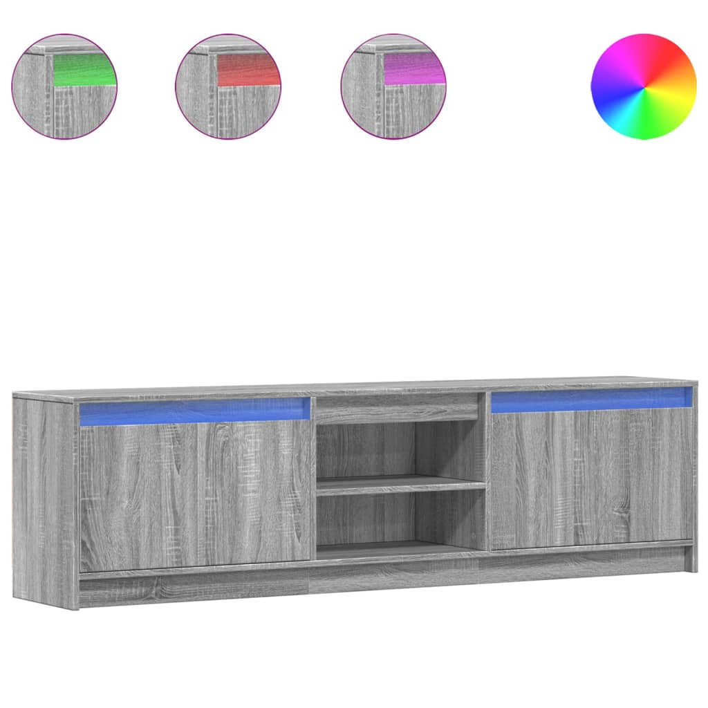 TV-Schrank mit LED-Beleuchtung Grau Sonoma 180x34x50 cm